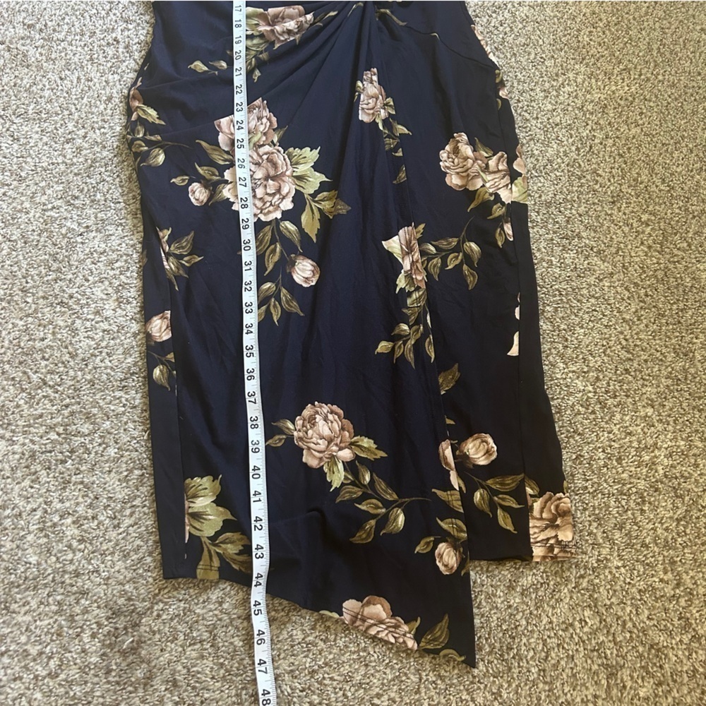Nine Britton Abigail Brushed Knit Midi Dress Navy Blue Floral Formal Twist XXL - Picture 8 of 8